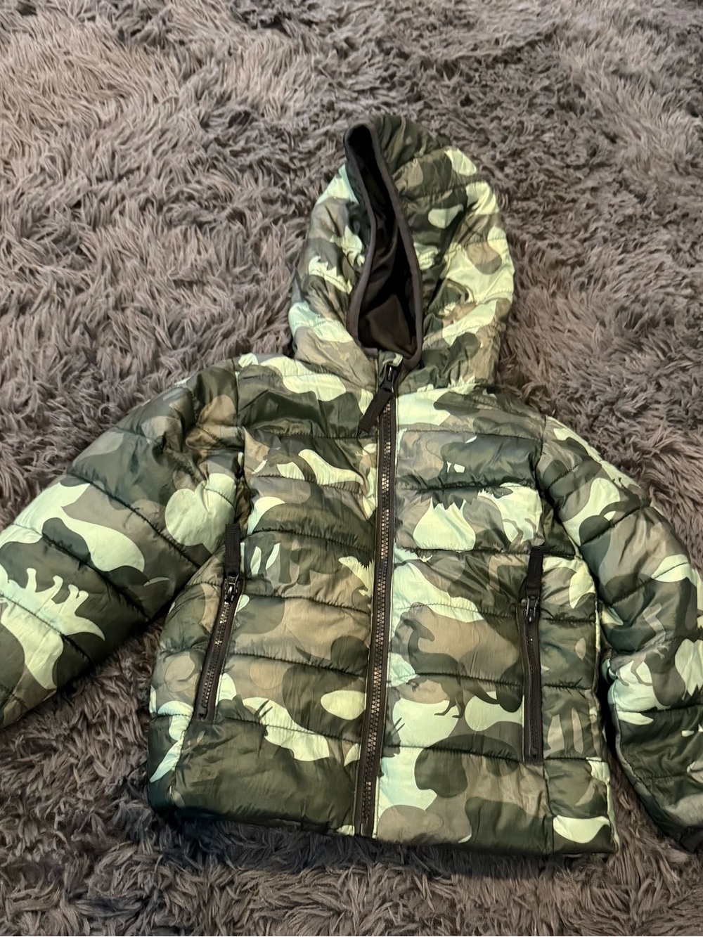 okie dokie Green Camo Quilted Hooded Puffer Jacket